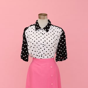 Vintage 90s Black and White Polka Dot Button Up Top – Katies