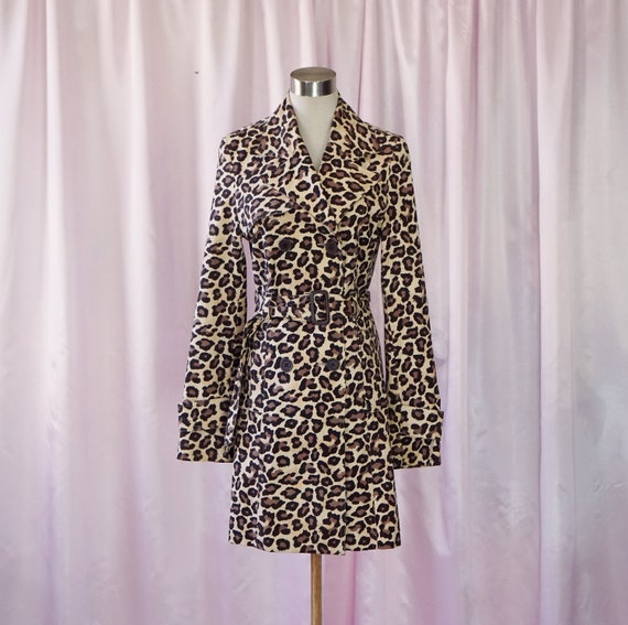 90s Cheater Print Trench Style Mid Length Coat Ani