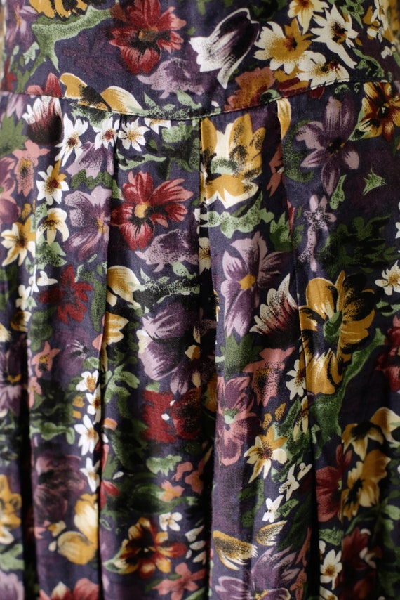 90s Summer Purple Black and Green Grunge Floral D… - image 5