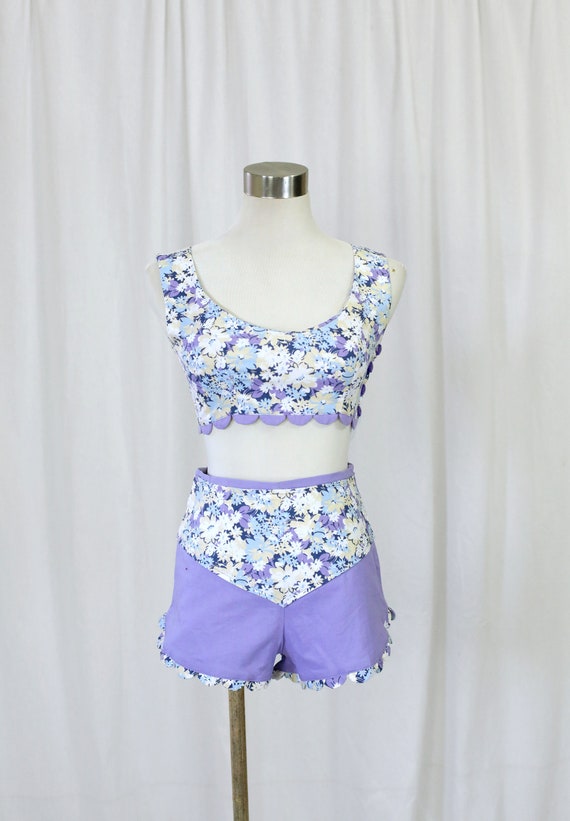 60s Handmade Vintage Purple and Floral Print two