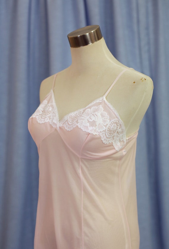 Pink 60s Sheer Frilly Slip with Adjustable Straps - image 7