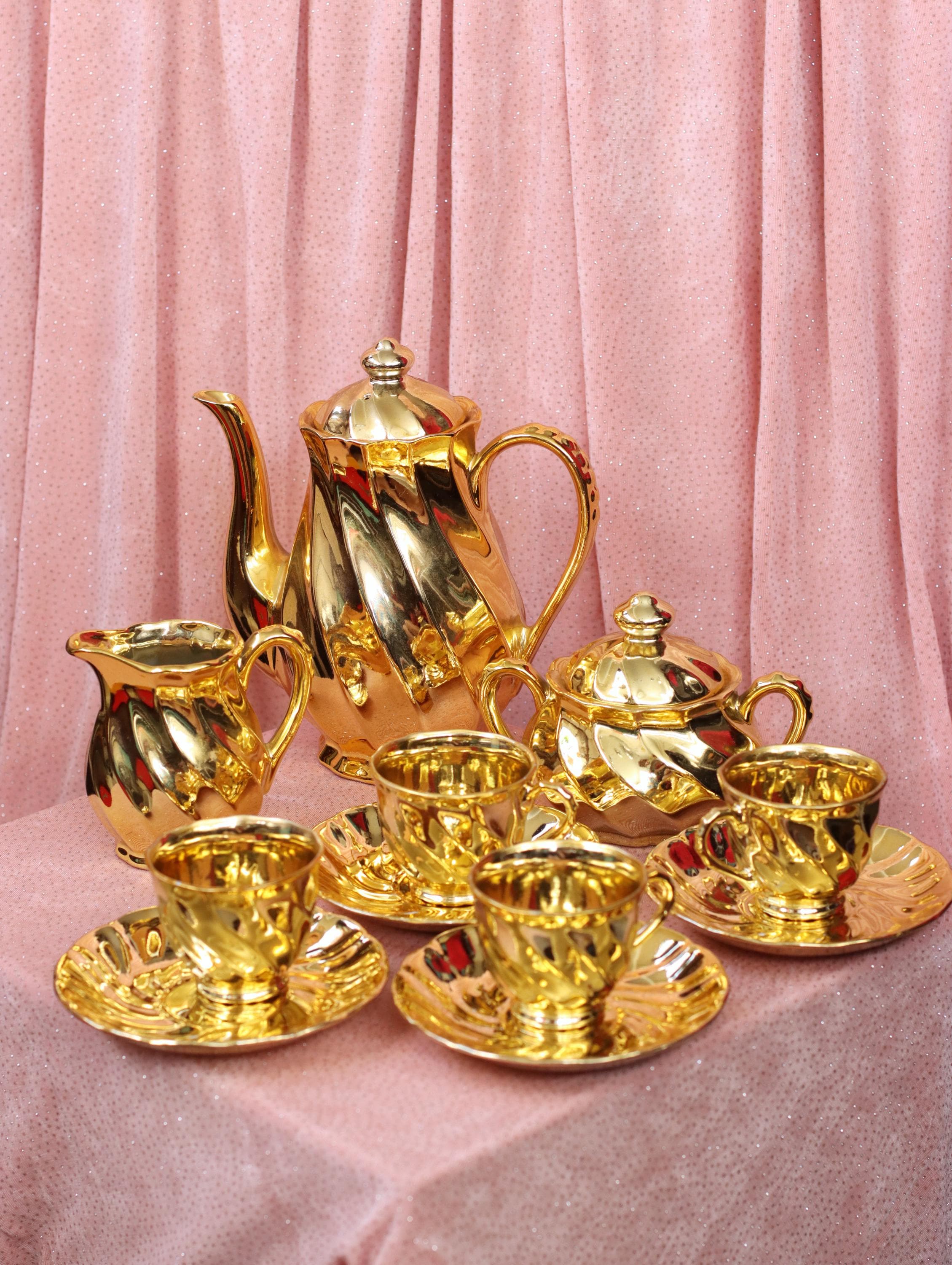 【希少】Mayer Wiesau1950〜60年代頃　アンティーク　ティーセット Vintage 1950s Gold Ceramic Tea Set: Mid-century Modern Japan - Etsy