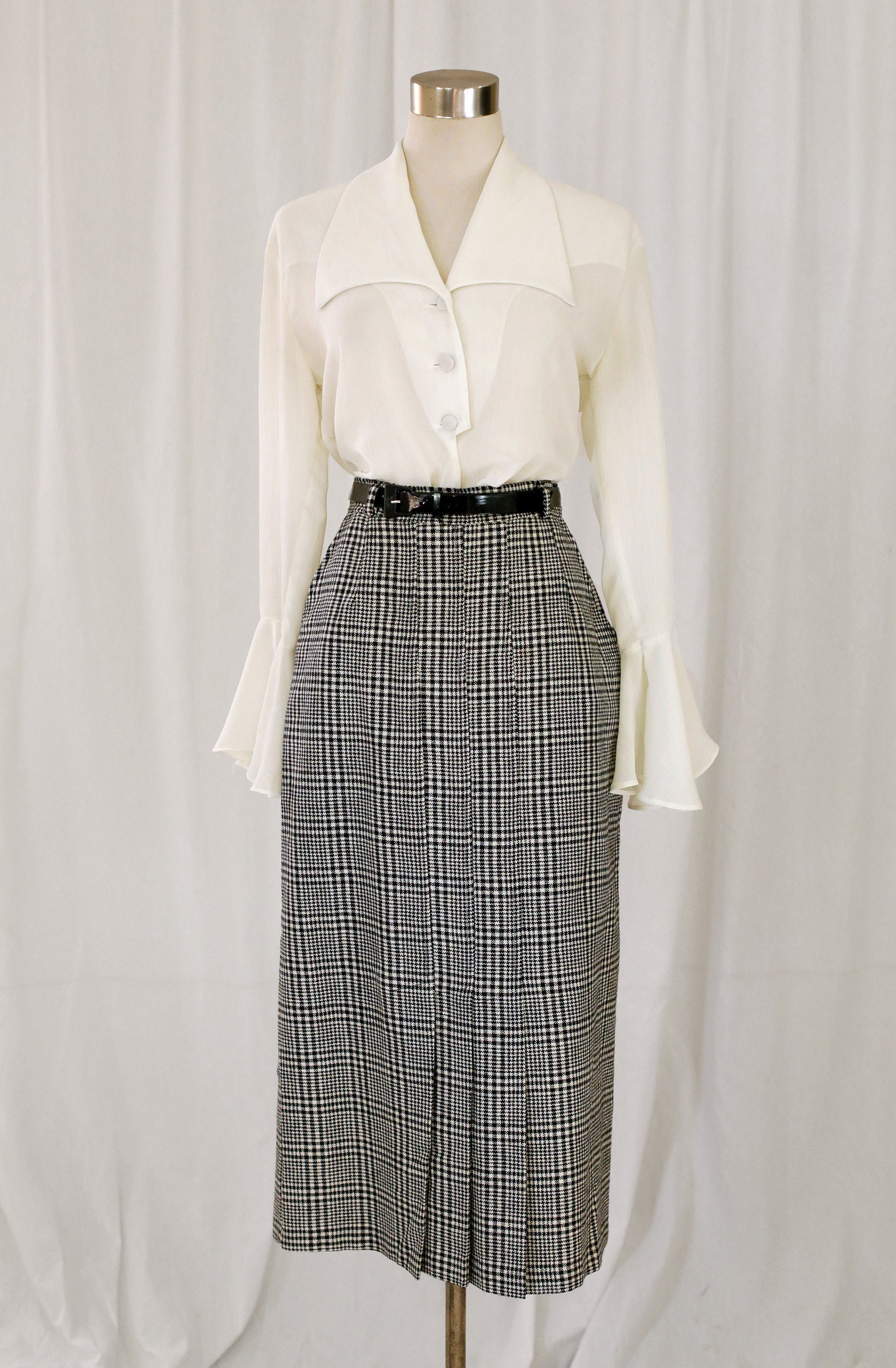 80s Power Suit Jacket and Matching Skirt Black and White - Etsy Australia