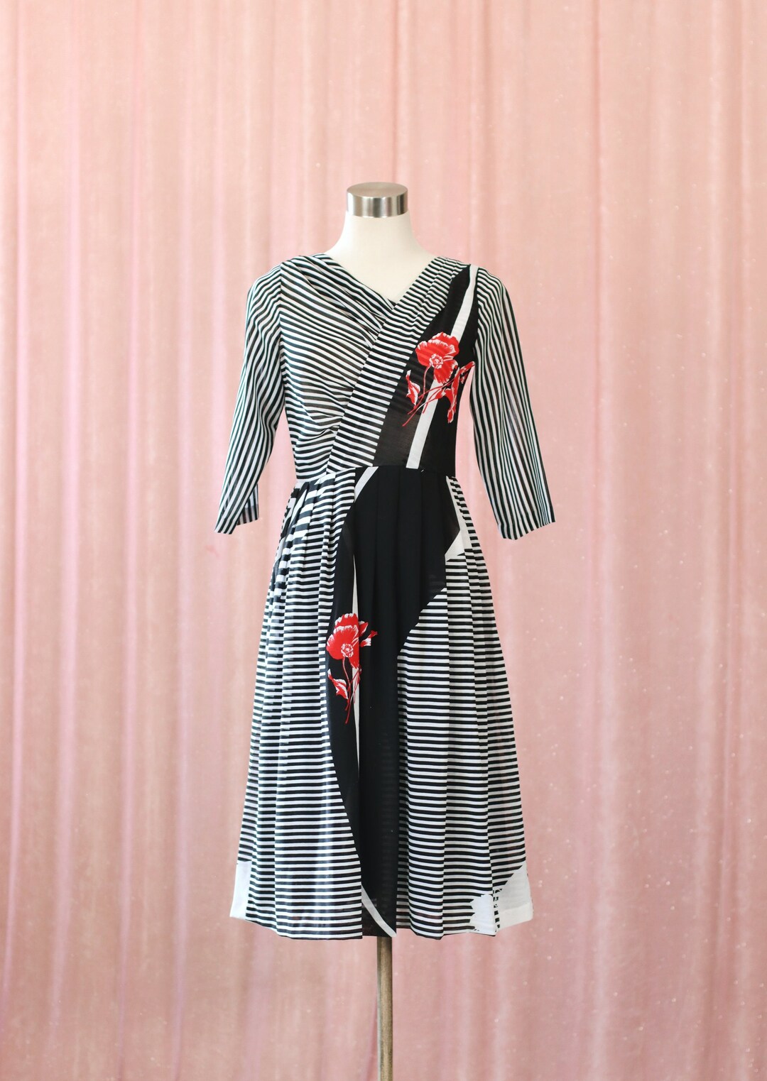 70’s Black White and Gray Abstract Dress main image 0