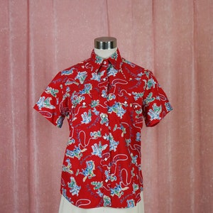 Vintage 90s Button Up Cowboy Shirt Floral Yee Haw 90s
