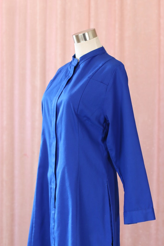Vintage Electric Blue 70s Nurse Long Sleeve Dress - image 4