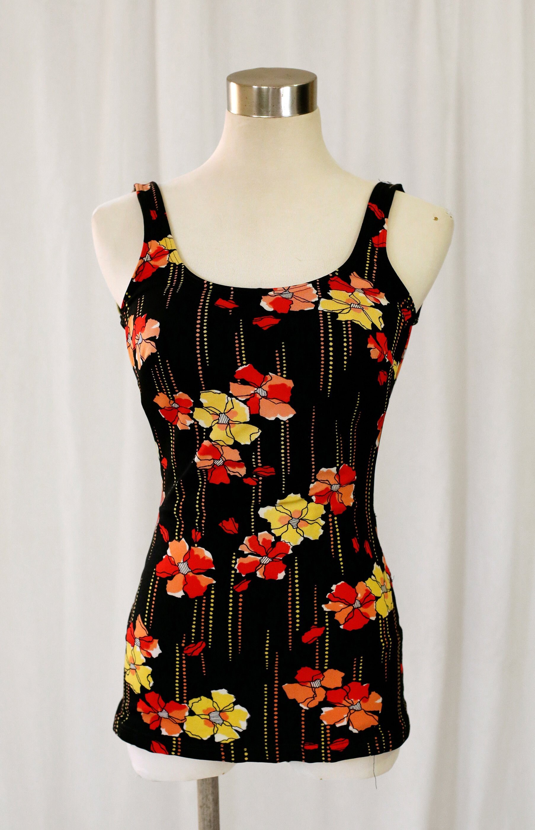 70s Black and Floral Pattern One Piece Swimsuit - Etsy Australia