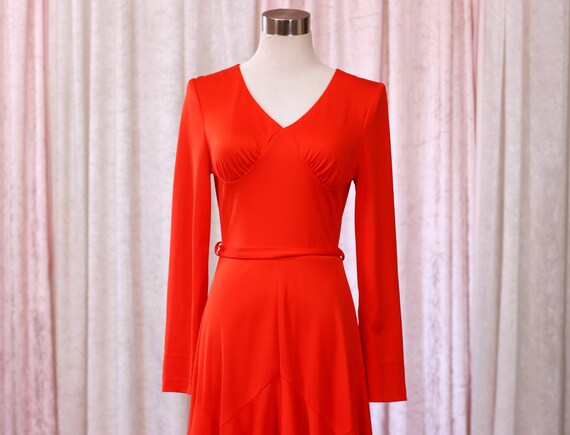 Vintage 70s Red Disco Dress, Long Sleeve, 3/4 Skirt, Zip Back AU8AU10 -  Etsy