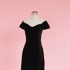 80s LBD Velvet Off the Shoulder Dress