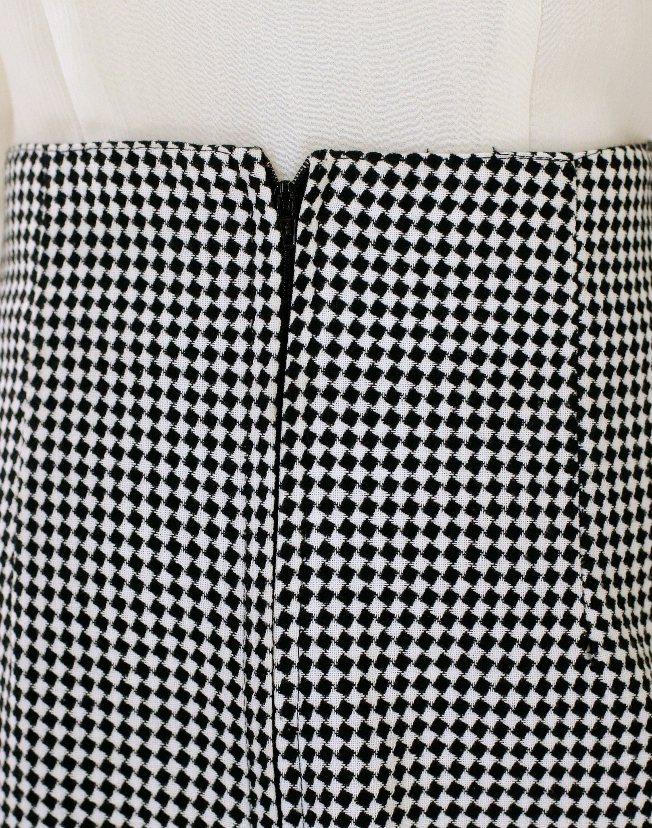 90s Black and White Houndstooth Mid Length Pencil Skirt - Etsy Australia