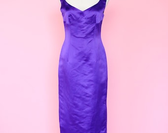 80s Fitted Deep Purple Maxi Dress Prom