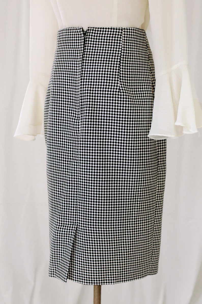 90s Black and White Houndstooth Mid Length Pencil Skirt - Etsy Australia