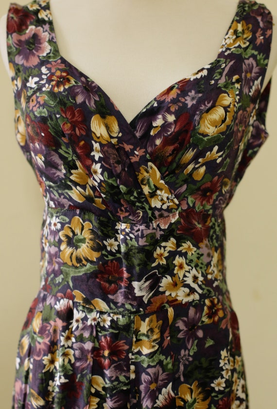 90s Summer Purple Black and Green Grunge Floral D… - image 2