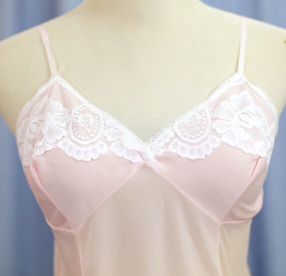 Pink 60s Sheer Frilly Slip with Adjustable Straps - image 2