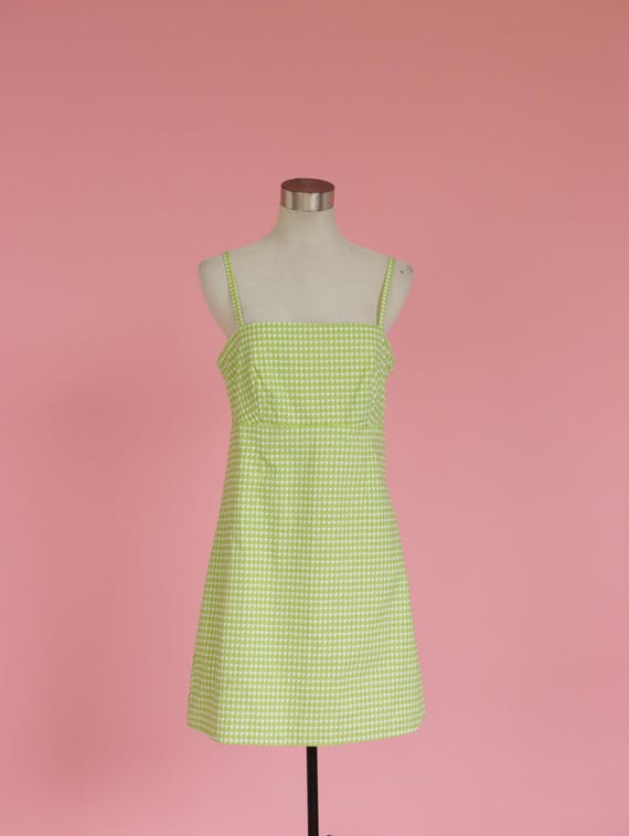 90s Lime Green Houndstooth Mini Dress AU10 Clueless Style Zip Back Strappy Dress - Etsy 90s Lime Green Houndstooth Mini Dress AU10 Clueless Style Zip Back Strappy Dress - Etsy