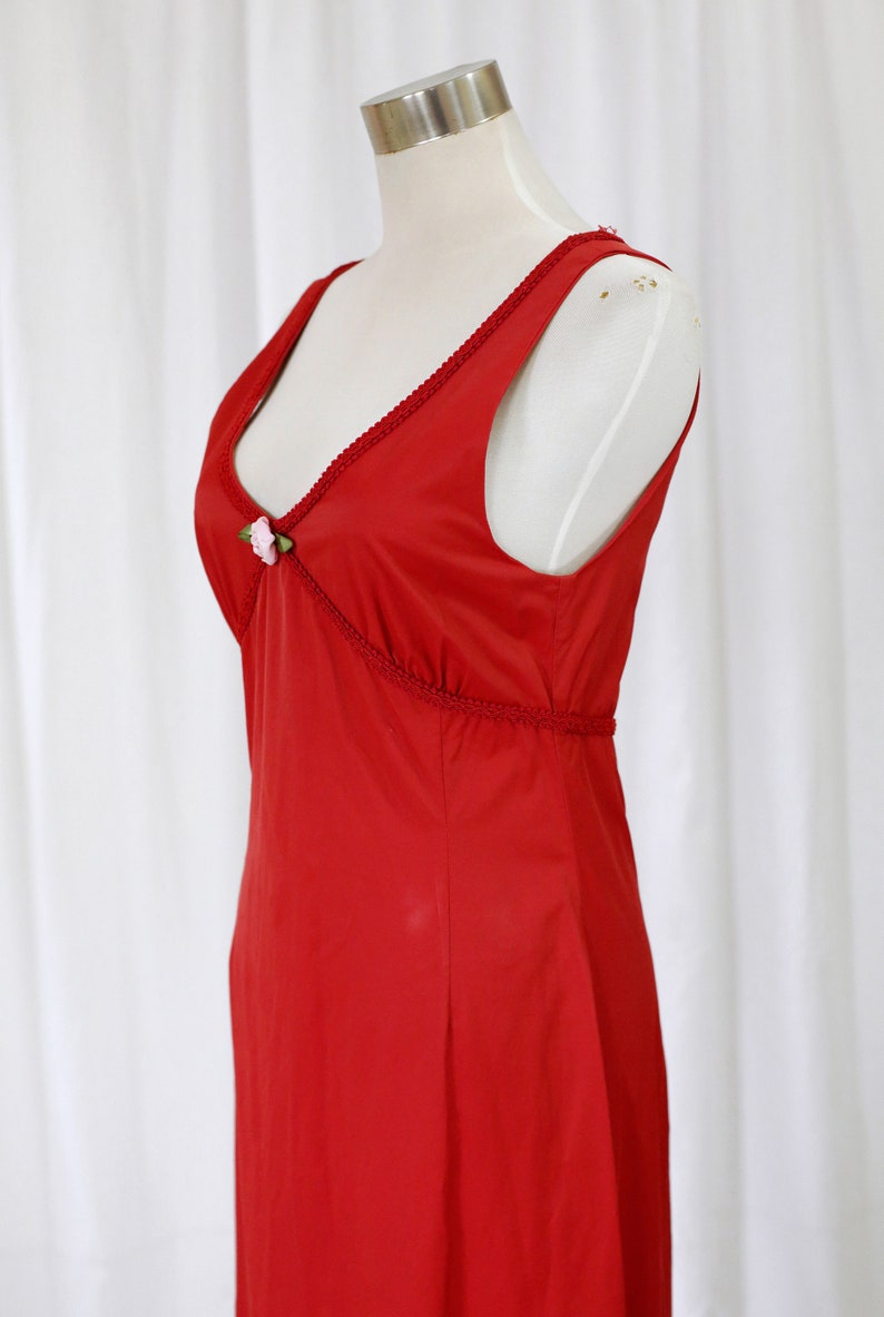 70s Red Maxi Dress With Cute Rose Detail - Etsy Australia