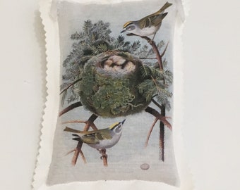 Lavender Sachet Provence France Birds Nesting Vintage Postcard Organic Lavender Sachet Bag