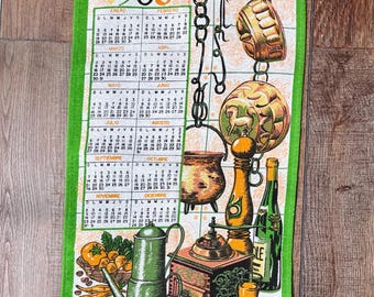 Strofinaccio da cucina vintage con calendario del 1986 – Strofinaccio da negozio di alimentari – Strofinaccio con calendario in cotone e lino – Regalo del 1986 – 40,6 x 66 cm