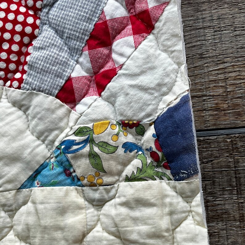 THREE Vintage Antique Quilt Pieces Fabric Remnants Bundle Etsy