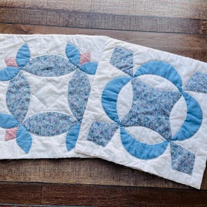 TWO 15&quot; Vintage quilted fabric pieces, Quilted Cotton Scrap for Slow Stitching and Journaling, scrap bundles for crafting