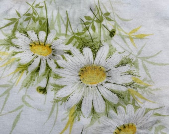 Vintage Sheet Fabric by the half yard, classic percale vintage bed sheets in 44” wide cuts, fabric by the yard, daisies wildflowers