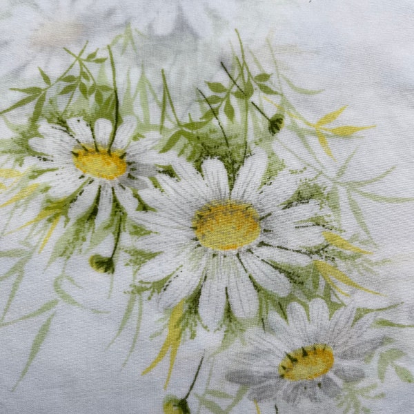 Vintage Sheet Fabric by the half yard, classic percale vintage bed sheets in 44” wide cuts, fabric by the yard, daisies wildflowers