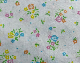 Vintage Sheet Fabric by the half yard, classic percale vintage bed sheets in 44” wide cuts, fabric by the yard, delicate sweet flowers