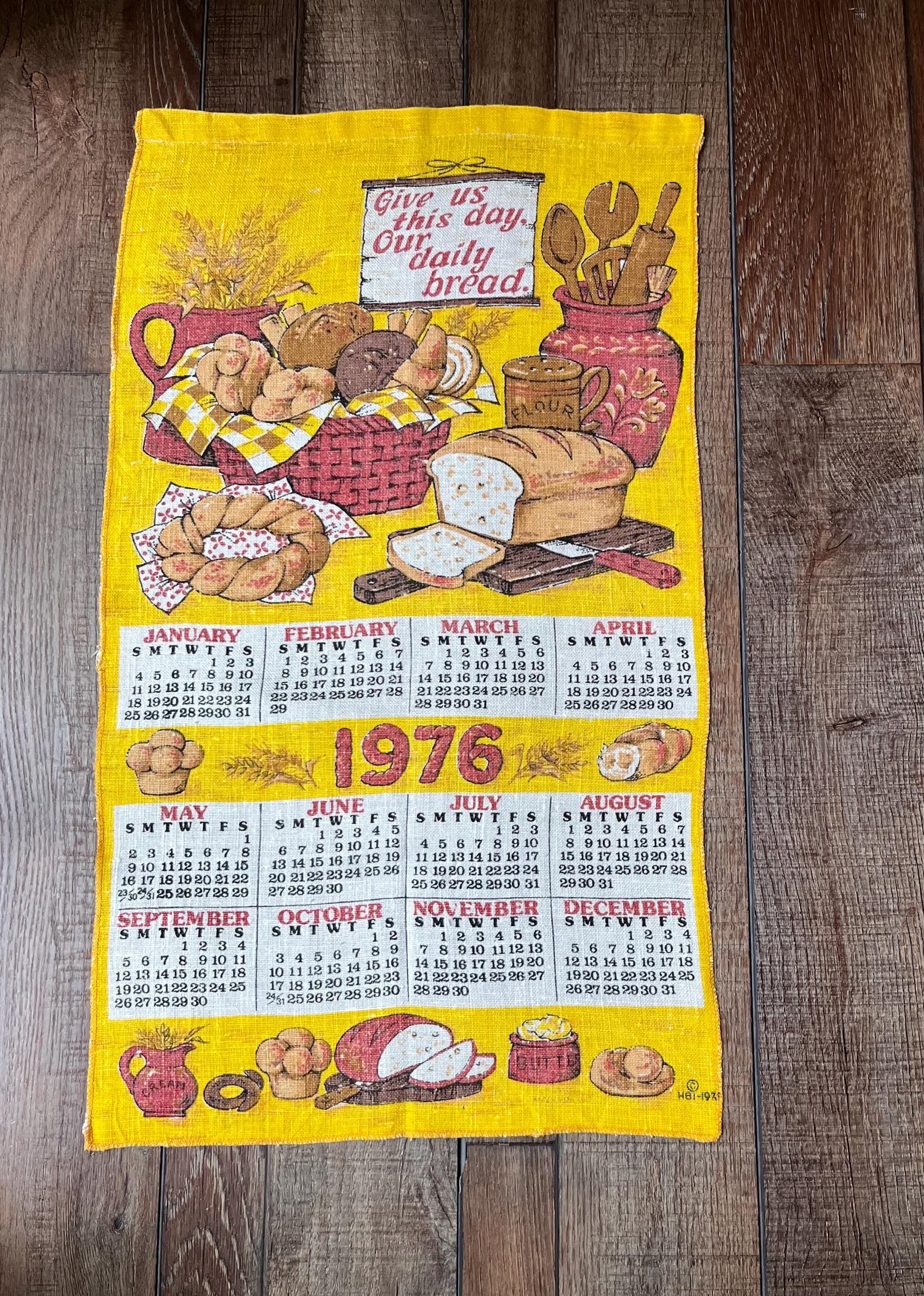 Vintage 1976 Linen Calendar Tea Towel – Our Daily Bread - Etsy