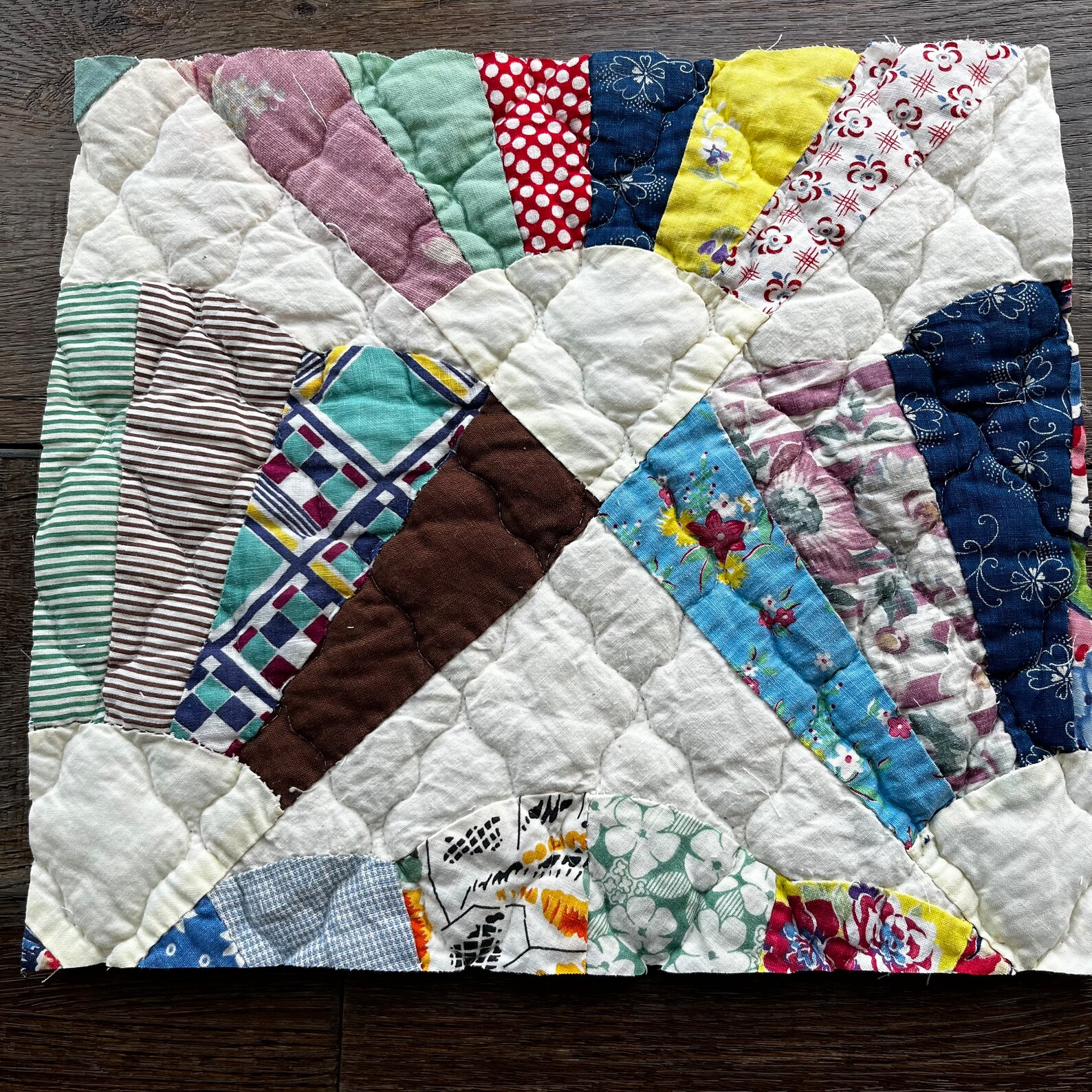 THREE Vintage Antique Quilt Pieces Fabric Remnants Bundle Etsy