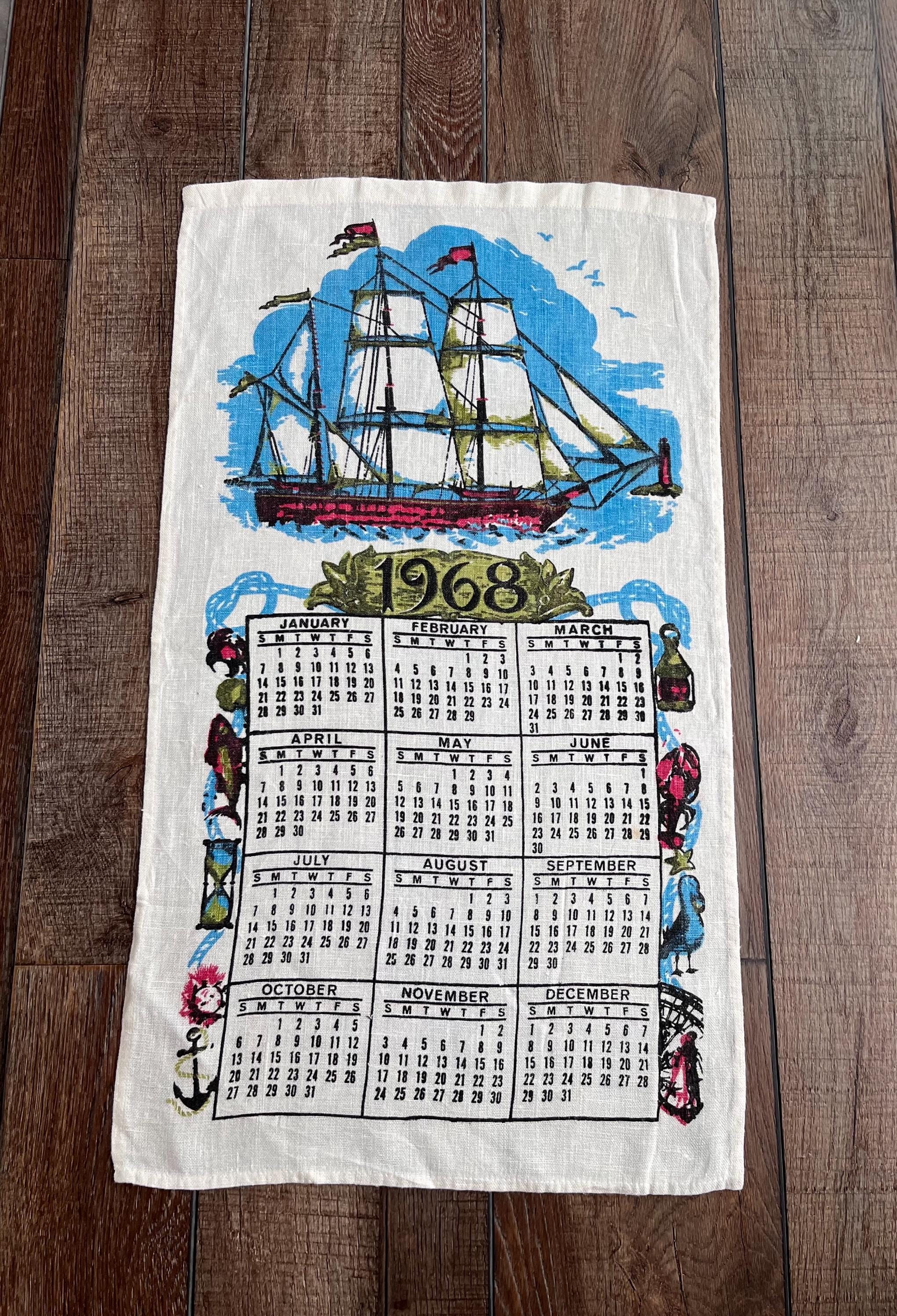 Vintage Cloth Calendar 1968 - Etsy