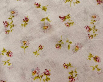 Vintage Sheet Fabric by the half yard, classic percale vintage bed sheets in 44” wide cuts, fabric by the yard pink sheet flowers