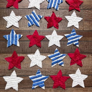 Vintage Chenille Star Appliques: Upcycled Fabric Pieces, 4&quot;