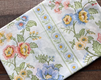 Vintage Sheet Fabric by the half yard, classic percale vintage bed sheets in 44” wide cuts, fabric by the yard, sweet wildflowers