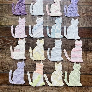 Vintage Chenille Cat Appliques: Upcycled Fabric Pieces