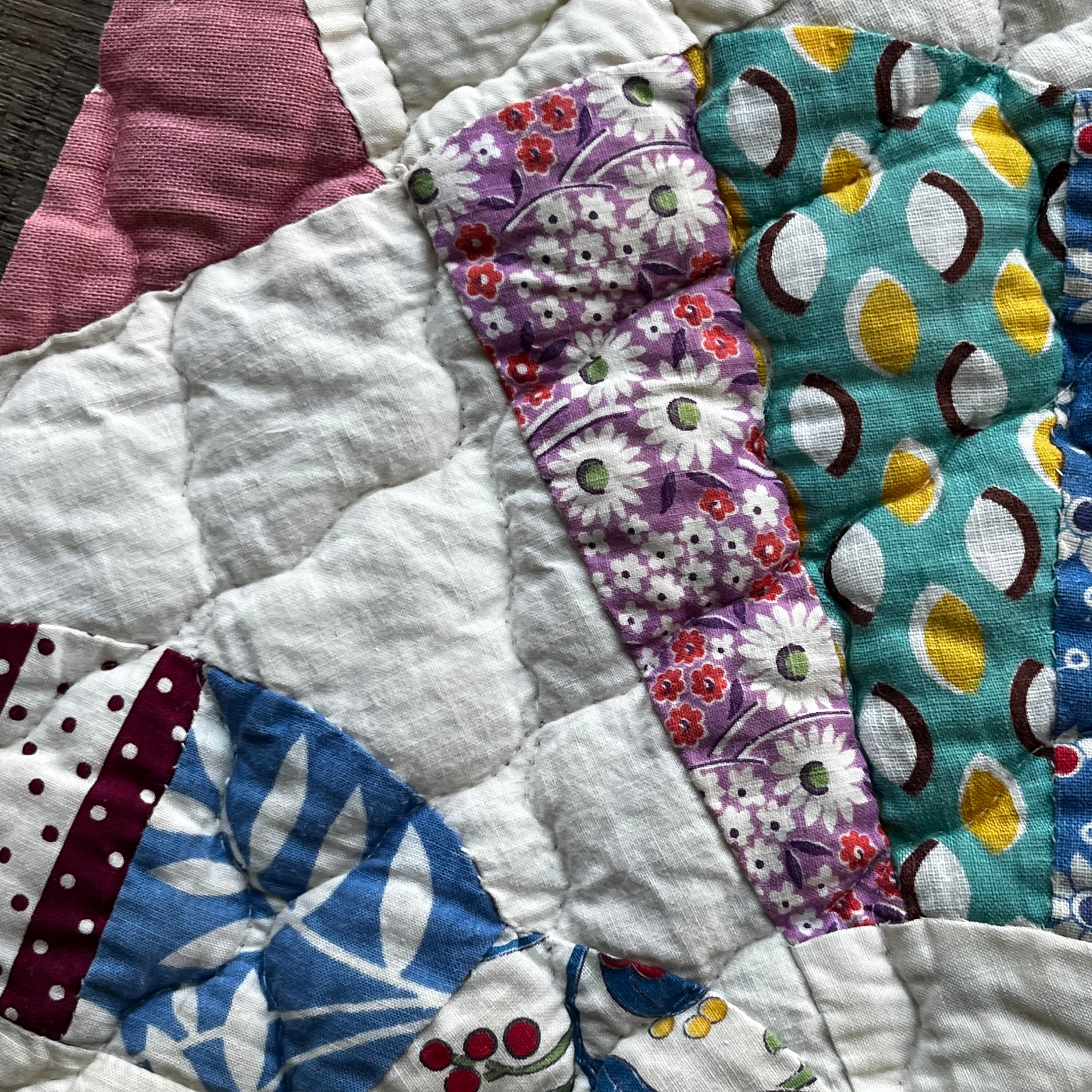 THREE Vintage Antique Quilt Pieces Fabric Remnants Bundle Etsy