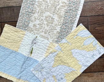 10 Vintage Quilt Pieces, Fabric Remnants Bundle, Quilted Cotton Scraps for Slow Stitching and Journaling, scraps  for crafting
