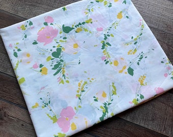 Vintage Sheet Fabric by the half yard, classic percale vintage bed sheets in 44” wide cuts, fabric by the yard, sweet cottage pastel flowers