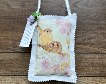 Lavender Sachet, Organic French Lavender, Scented Sachet, Fragrant Sachet, Lavender Pillow, Bird Lover Gift, Paris Lover Gift