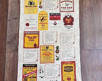 Paño de cocina vintage de las Islas Caimán – Toalla de lino con receta de ron – Toalla de cocina de recuerdo caribeño – Artículo de colección de viaje