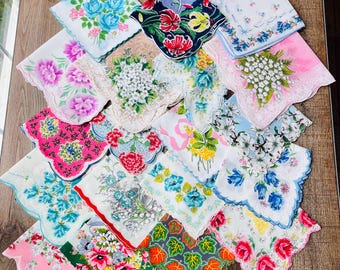 Vintage Floral Hankies – Pick Your Own Handkerchief – Women’s Cotton Hanky  – Choose 1