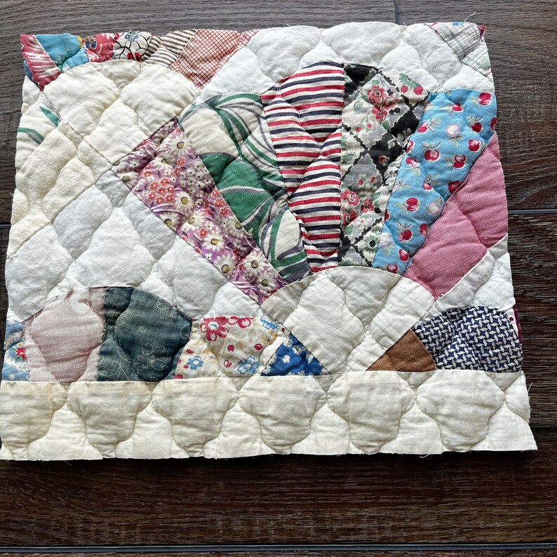 THREE Vintage Antique Quilt Pieces Fabric Remnants Bundle Etsy