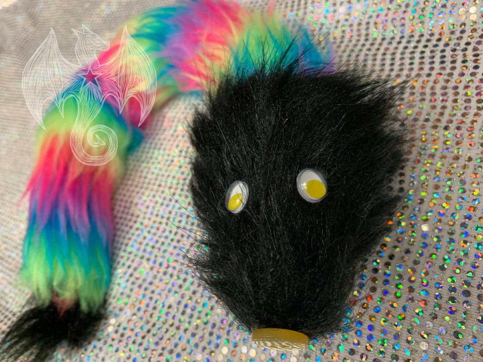 OOAK Rainbow Fuzzy Worm on a String Poseable Ball Jointed | Etsy