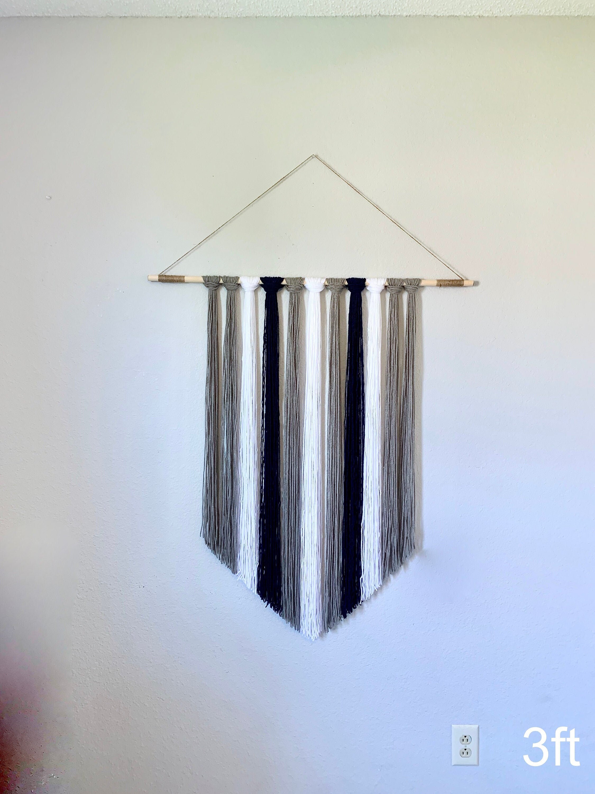 Gray White & Navy Wall Hanging Wall Hanging Bohemian Wall Etsy