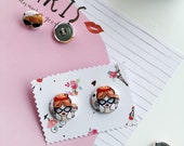 Handmade Women 39 s Earrings Damsel Earrings Fabric Covered Earrings Button Earrings Women 39 s Accessory Gift for Her THE DARLING