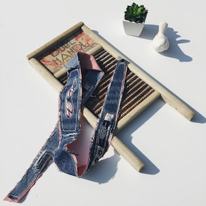 LATIMER | Denim Bandana Scarf | Denim Neckdana | Festival Bandana | Distressed Bandana | Upcycled Bandana | Reimagined Bandana Scarf