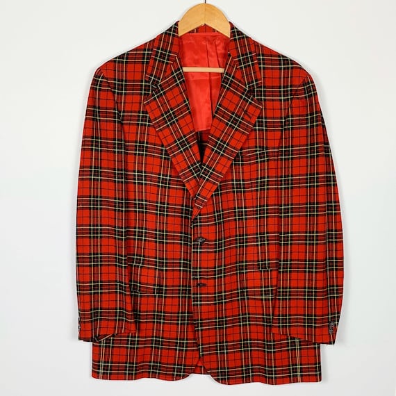 Vintage Men's Red Plaid Jacket / Men's Sport Jacke