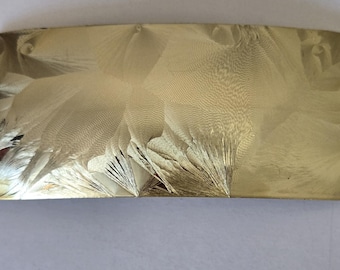 80s Gold Hair Barrette, Textured Metal Accessory (3" x 1.5")