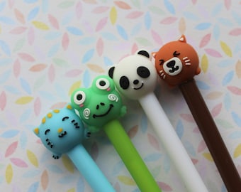 Długopisy Animal Pens – urocze, nowatorskie artykuły papiernicze, czarny tusz 0,5 mm, zabawny długopis klikalny dla dzieci i dorosłych