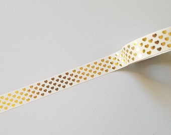 Gold Metallic Hearts Washi Tape | Scrapbooking & Craft Tape | Decorative Paper Tape | Journaling and DIY Supplies