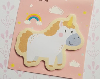 unicorn sticky memo notes pad - yellow